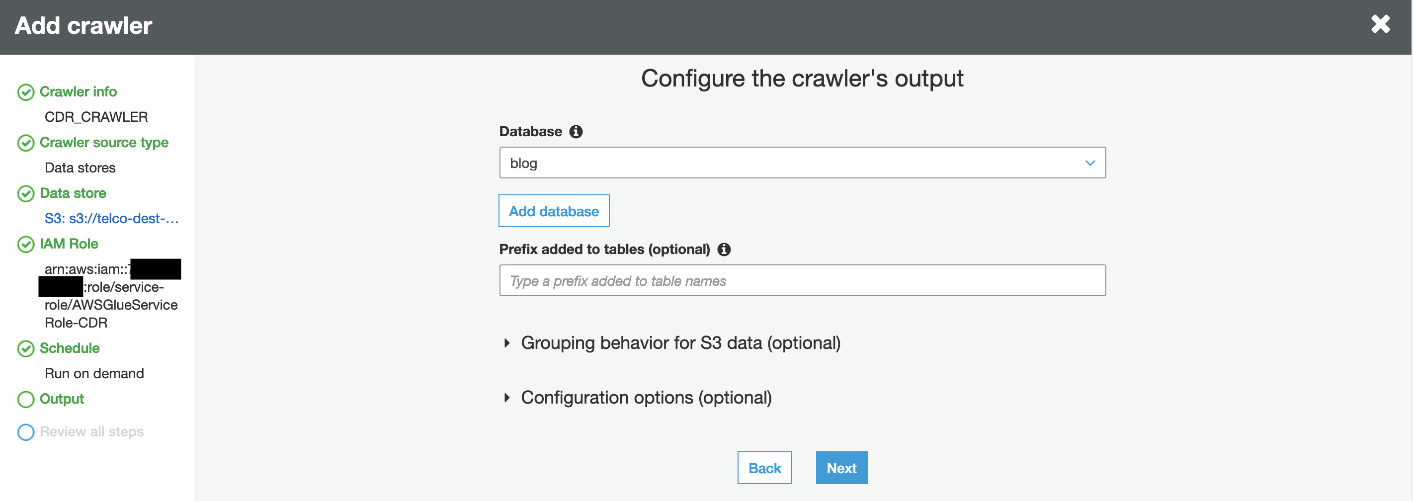 Add a database to the crawler